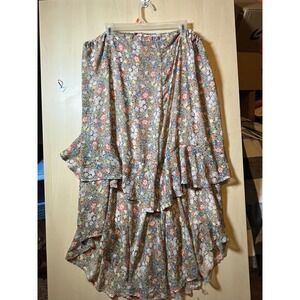Roper Floral High Low Ruffle Skirt Maxi Dress Boho Chic xl